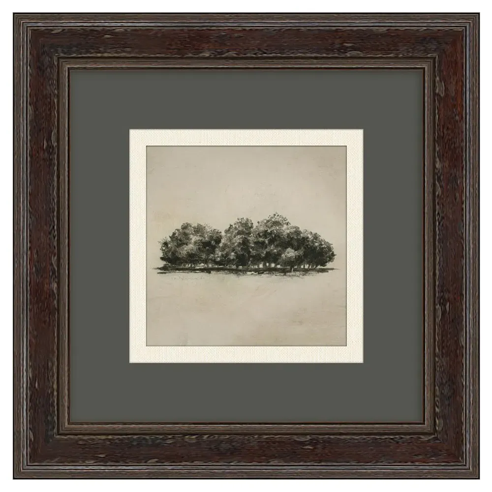 Anselm Forest Diptych Illustration Frame - Grey, Dark Walnut