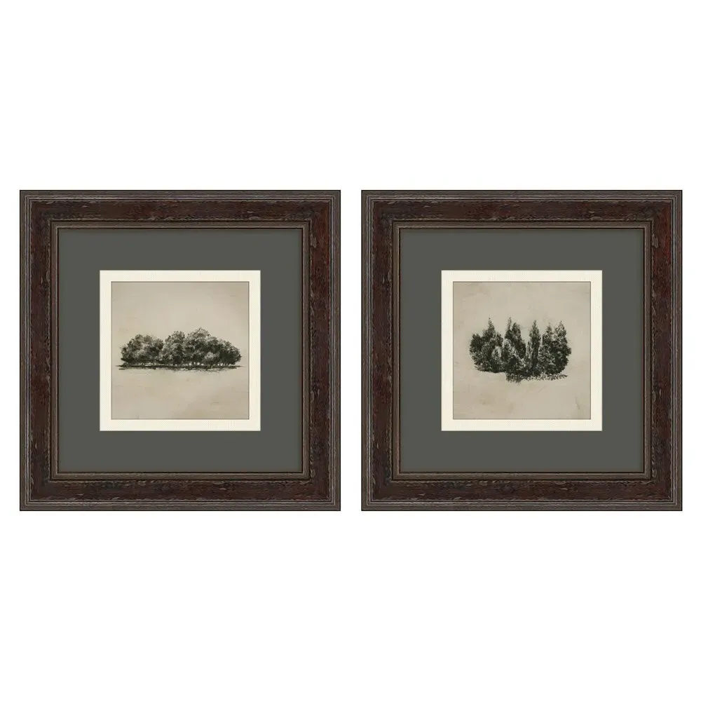 Anselm Forest Diptych Illustration Frame - Grey, Dark Walnut