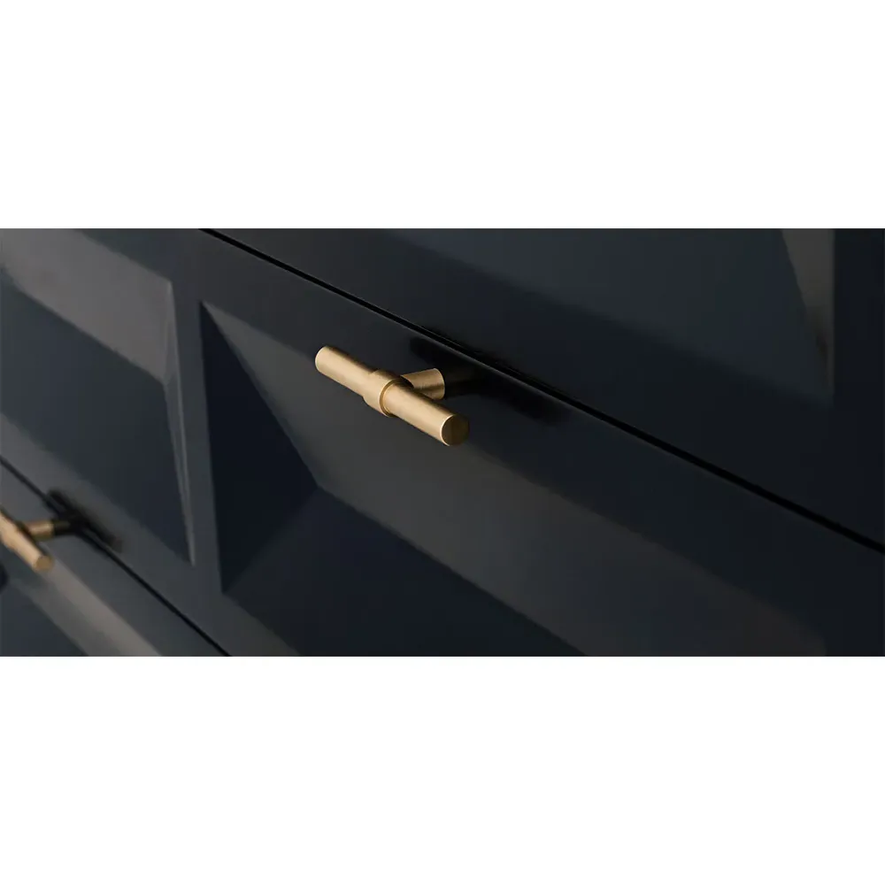 Anthony Bachelor Chest with Brass Pulls - Obsidian Black