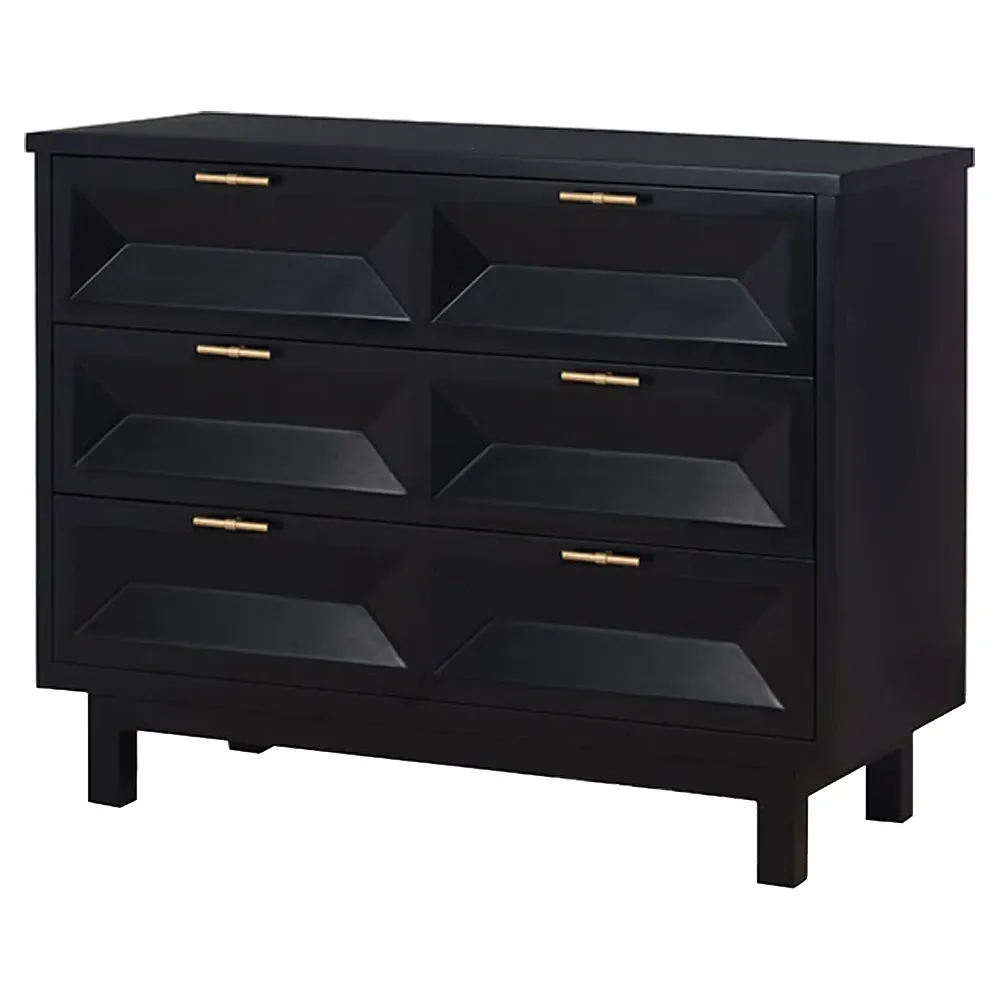 Anthony Bachelor Chest with Brass Pulls - Obsidian Black image