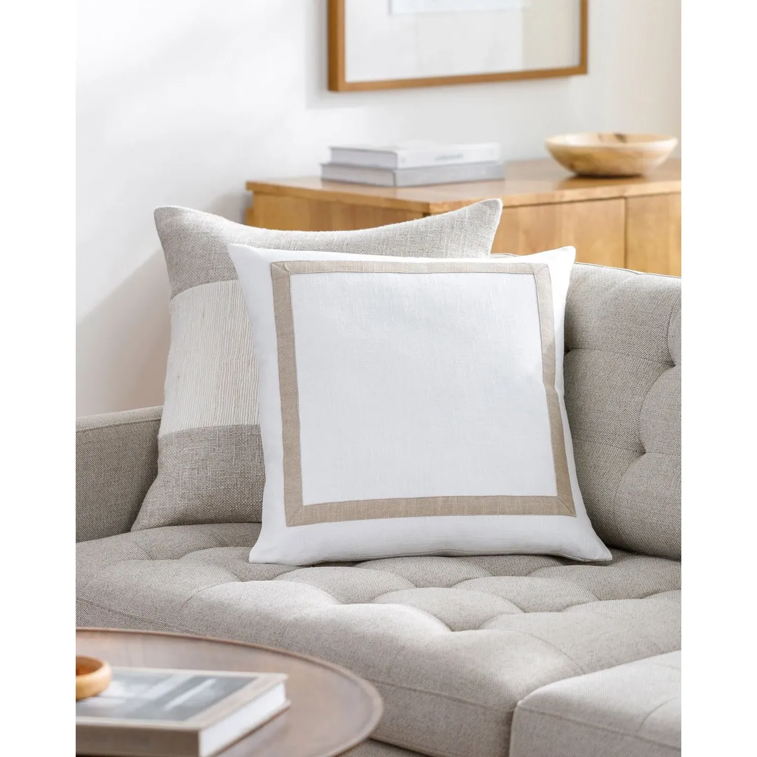 Antoine 22x22 Throw Pillow - White, Cotton