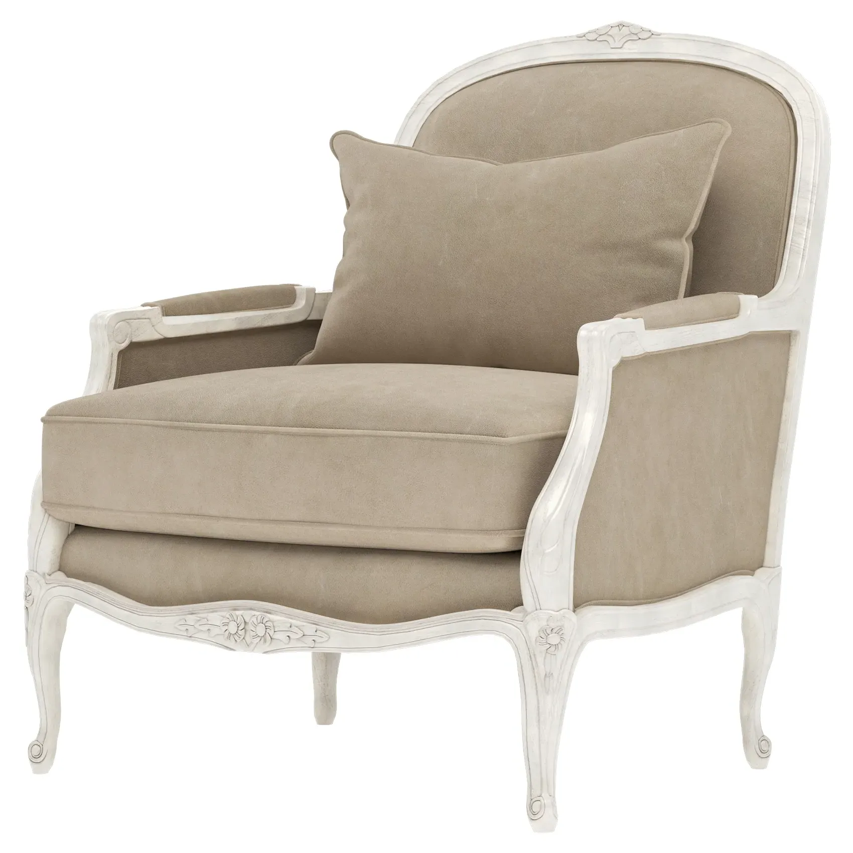 Antoinette Bergere Chair - Elephant Grey Leather, Hardwood