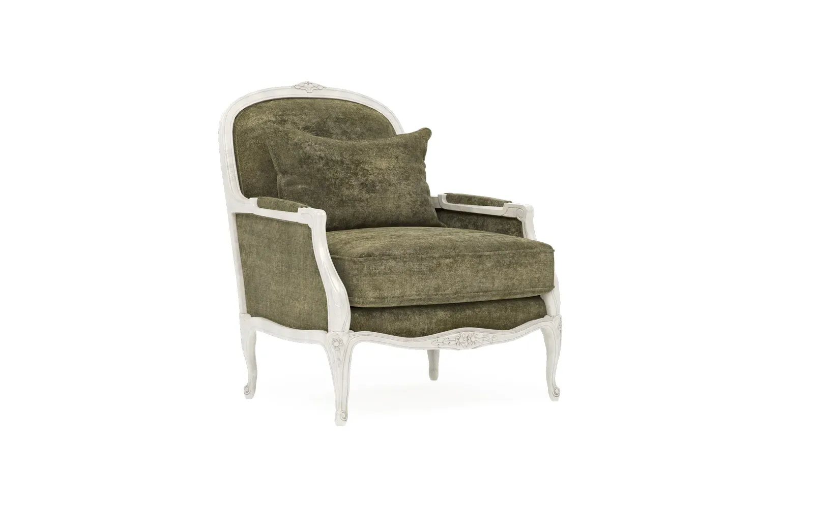 Antoinette Bergere Chair - Fern Velvet, Hardwood