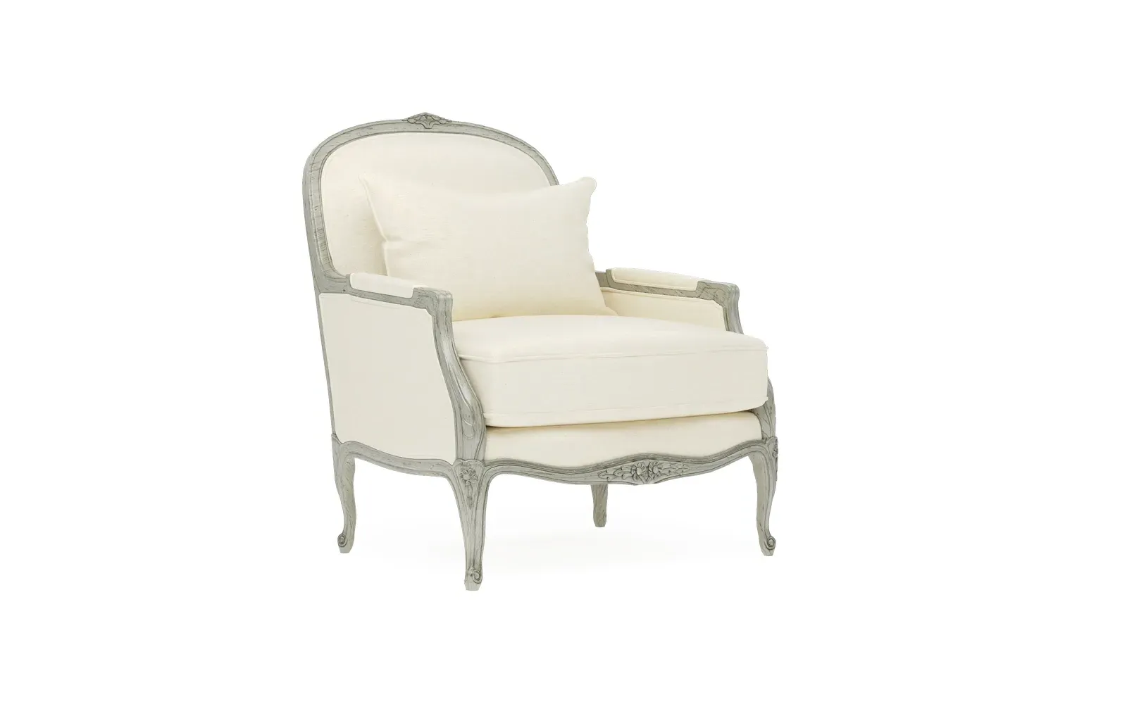 Antoinette Bergere Chair - Heathered Ivory, Hardwood