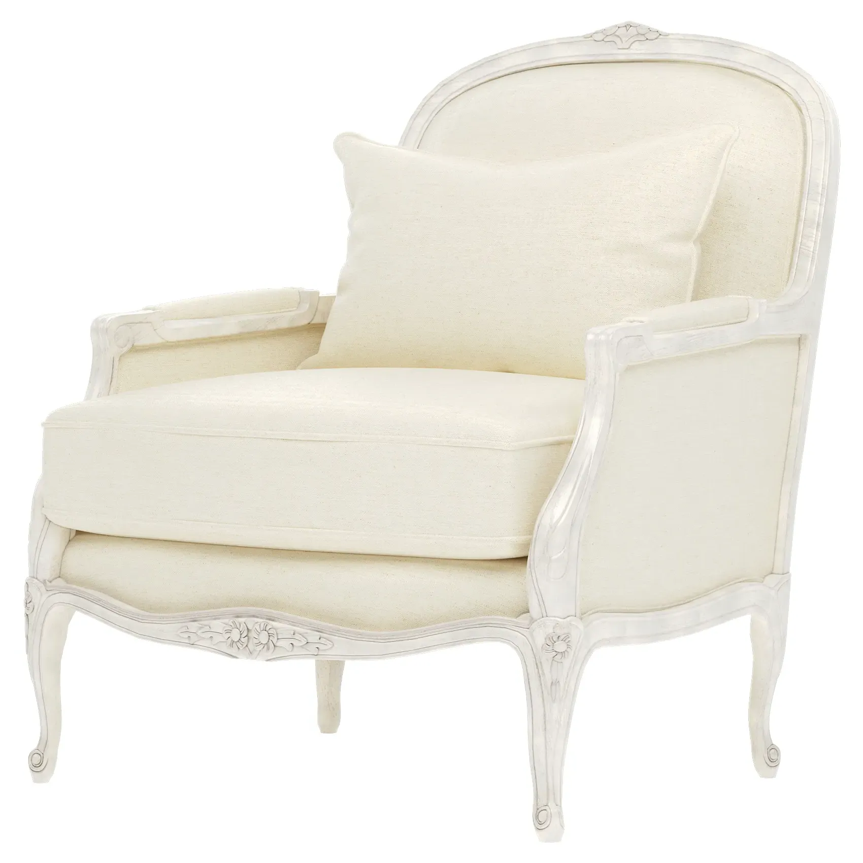 Antoinette Bergere Chair - Heathered Ivory, Hardwood