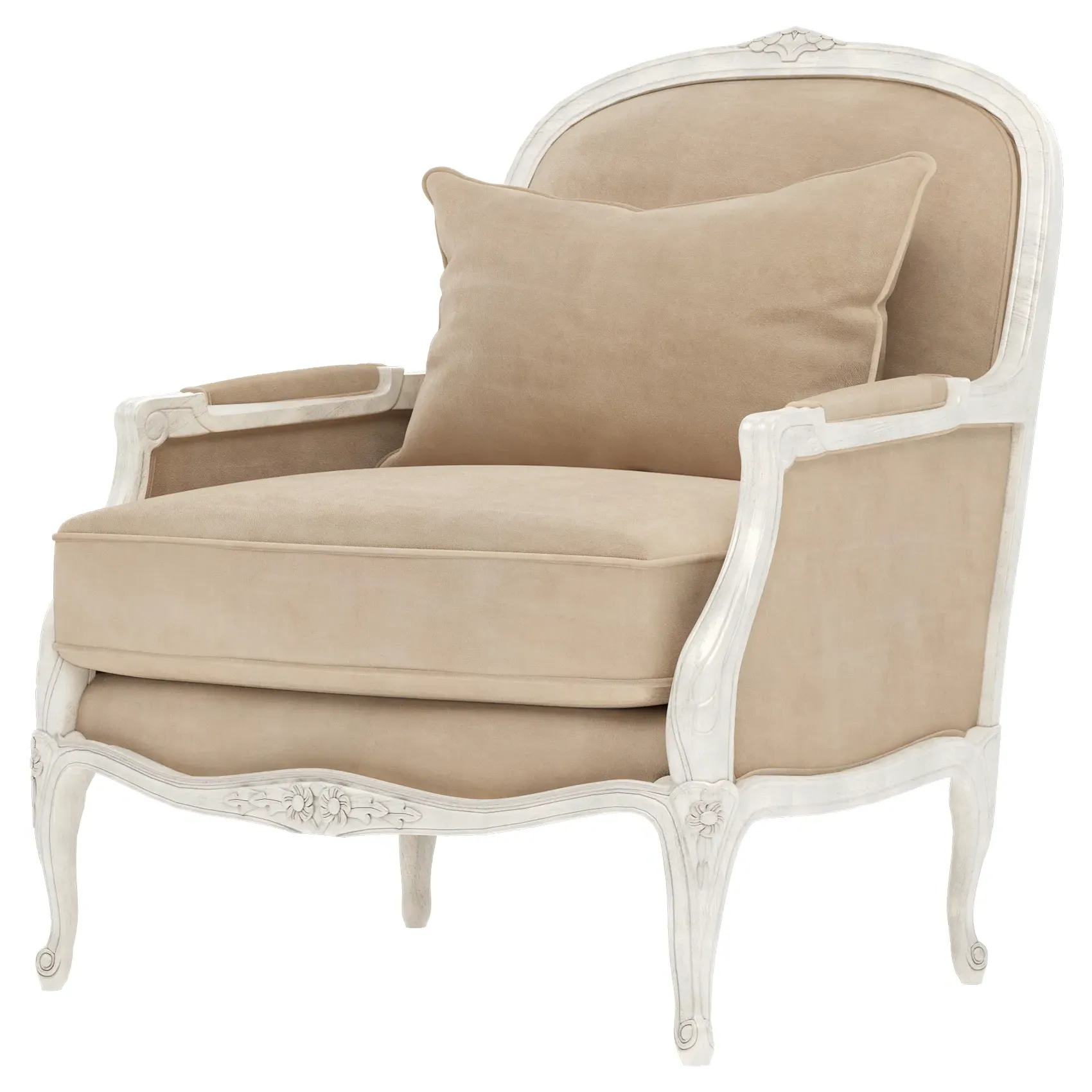 Antoinette Bergere Chair - Latte Leather, Hardwood