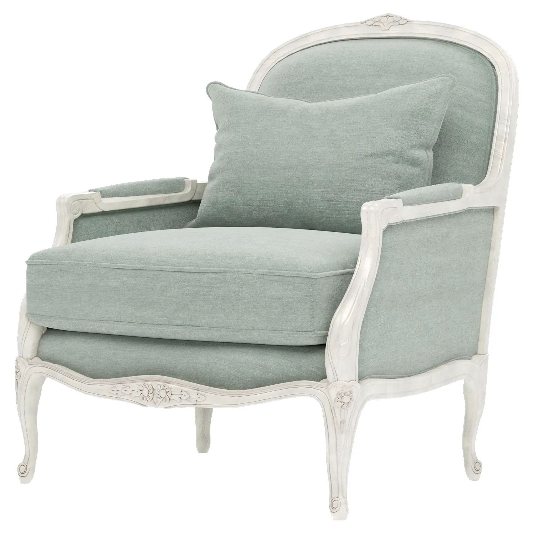Antoinette Bergere Chair - Sea Mist, Velvet
