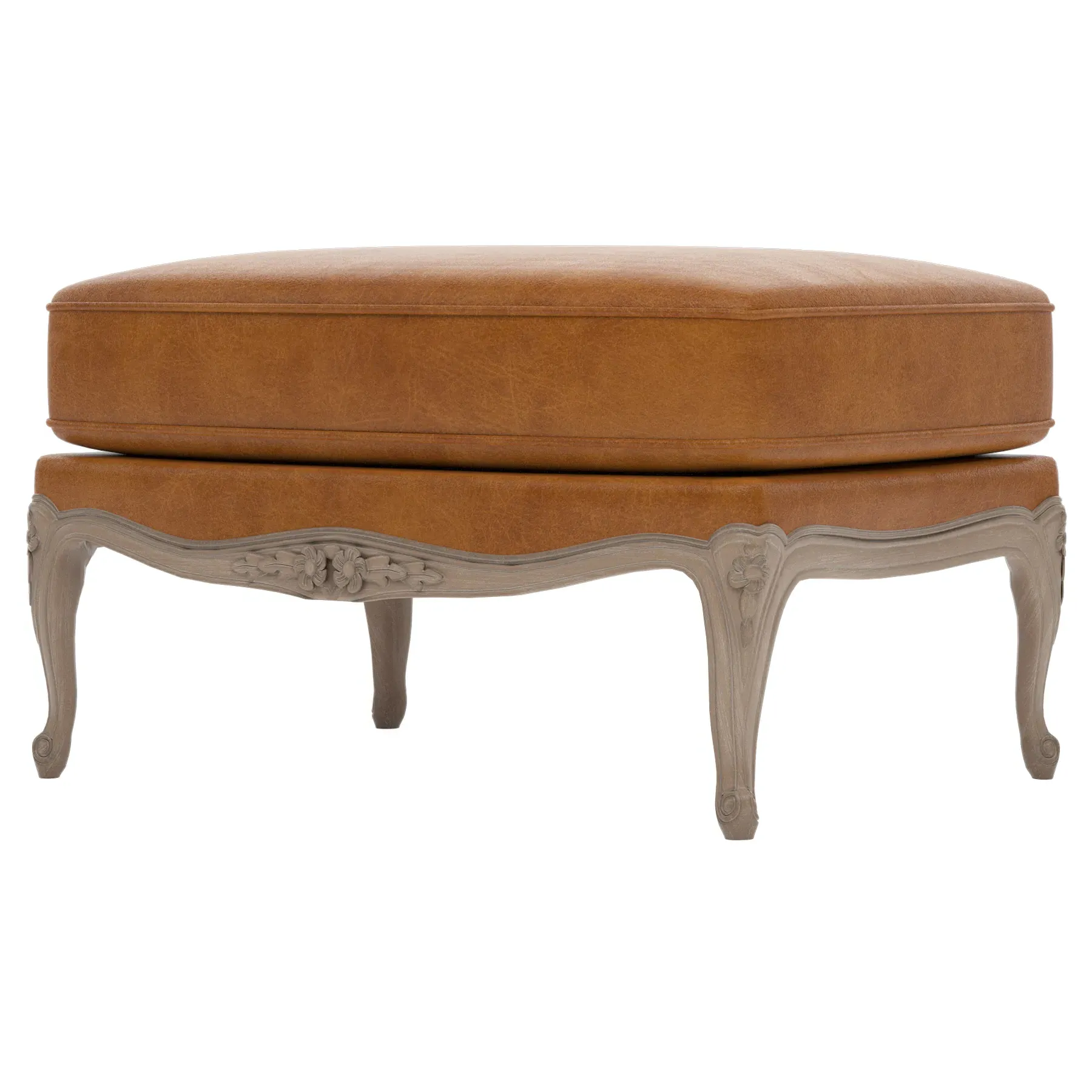 Antoinette Bergere Ottoman - Camel, Leather