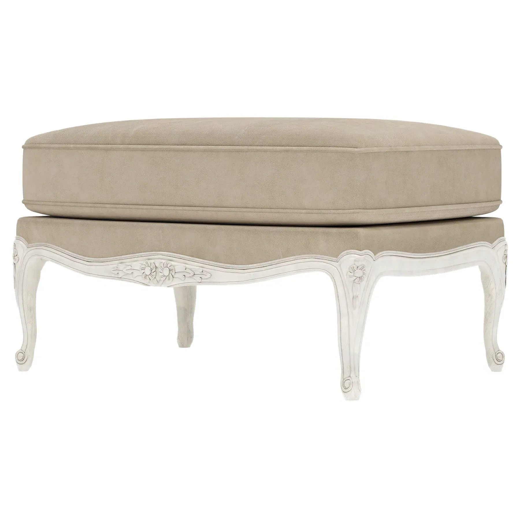 Antoinette Bergere Ottoman - Elephant Grey, Leather