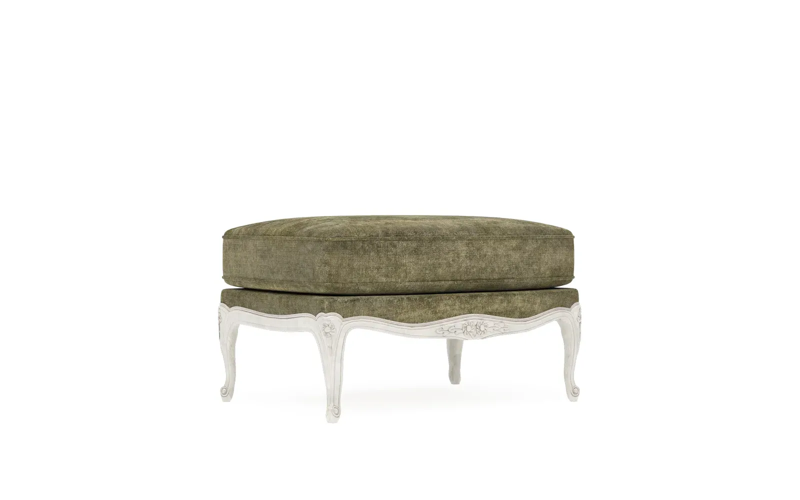 Antoinette Bergere Ottoman - Fern, Velvet