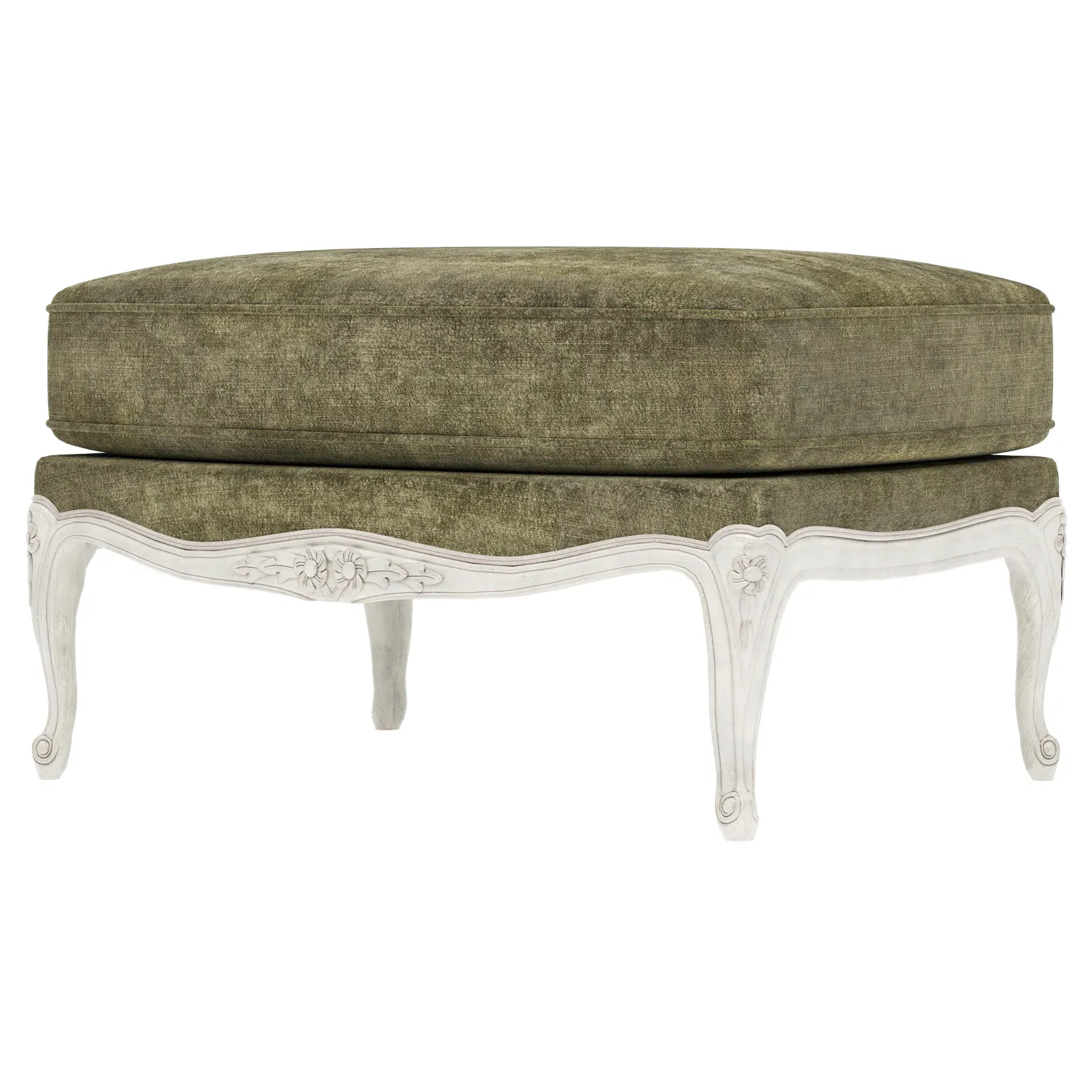 Antoinette Bergere Ottoman - Fern, Velvet