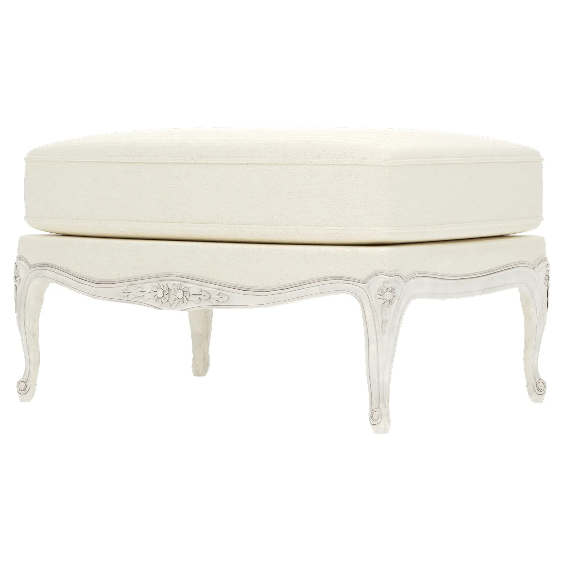 Antoinette Bergere Ottoman - Heathered Ivory, Crypton