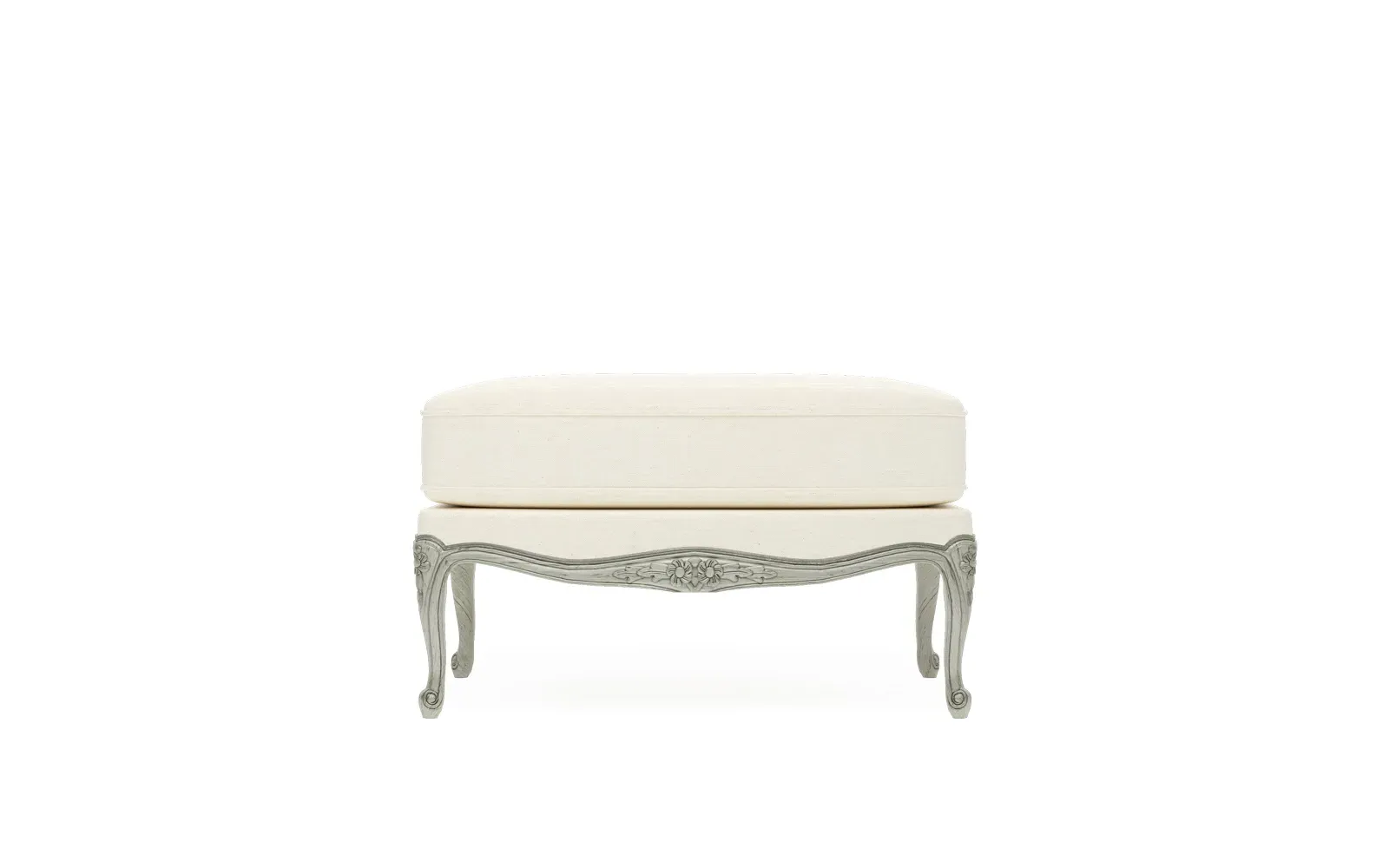 Antoinette Bergere Ottoman - Heathered Ivory, Hardwood
