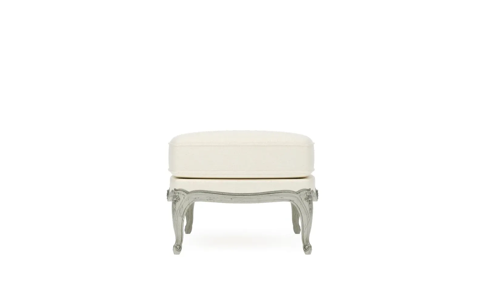 Antoinette Bergere Ottoman - Heathered Ivory, Hardwood