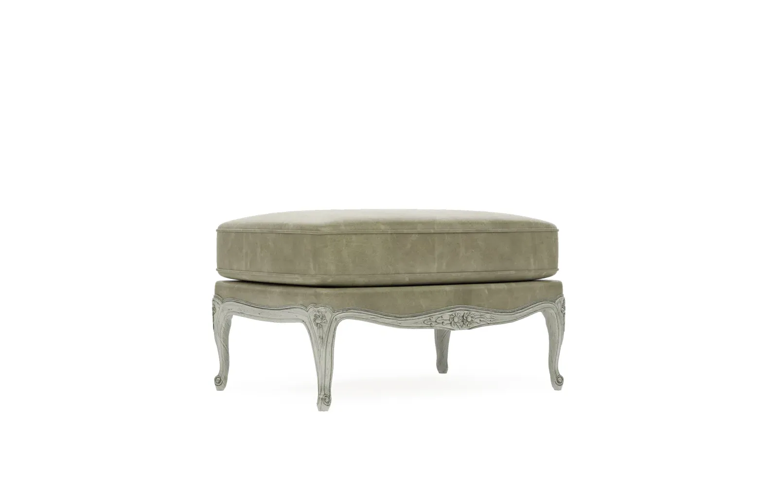 Antoinette Bergere Ottoman - Juniper, Leather