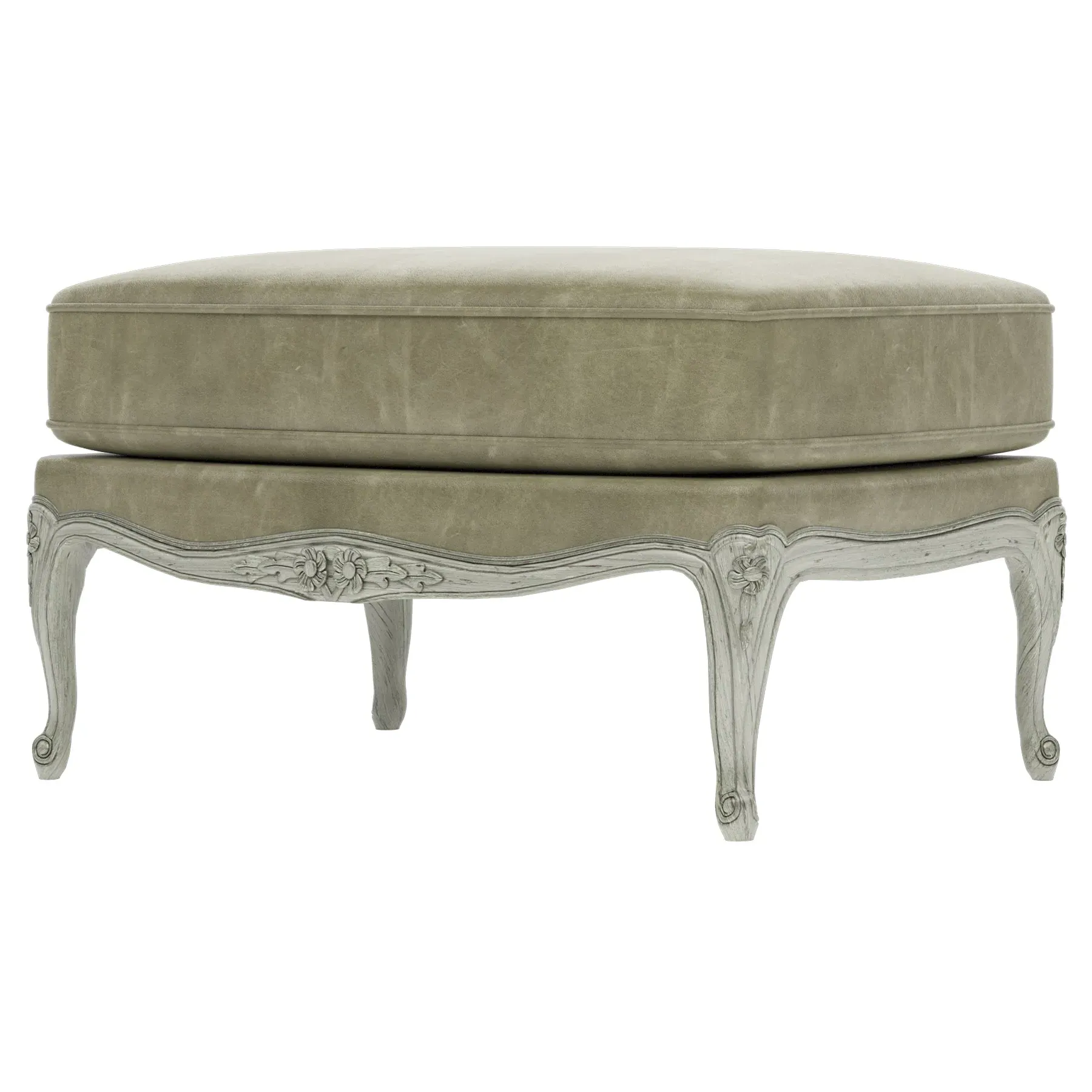 Antoinette Bergere Ottoman - Juniper, Leather