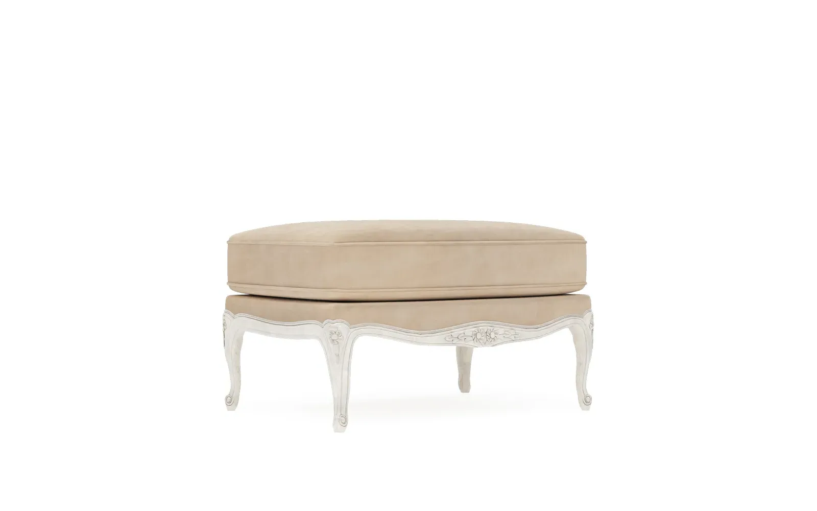 Antoinette Bergere Ottoman - Latte, Leather