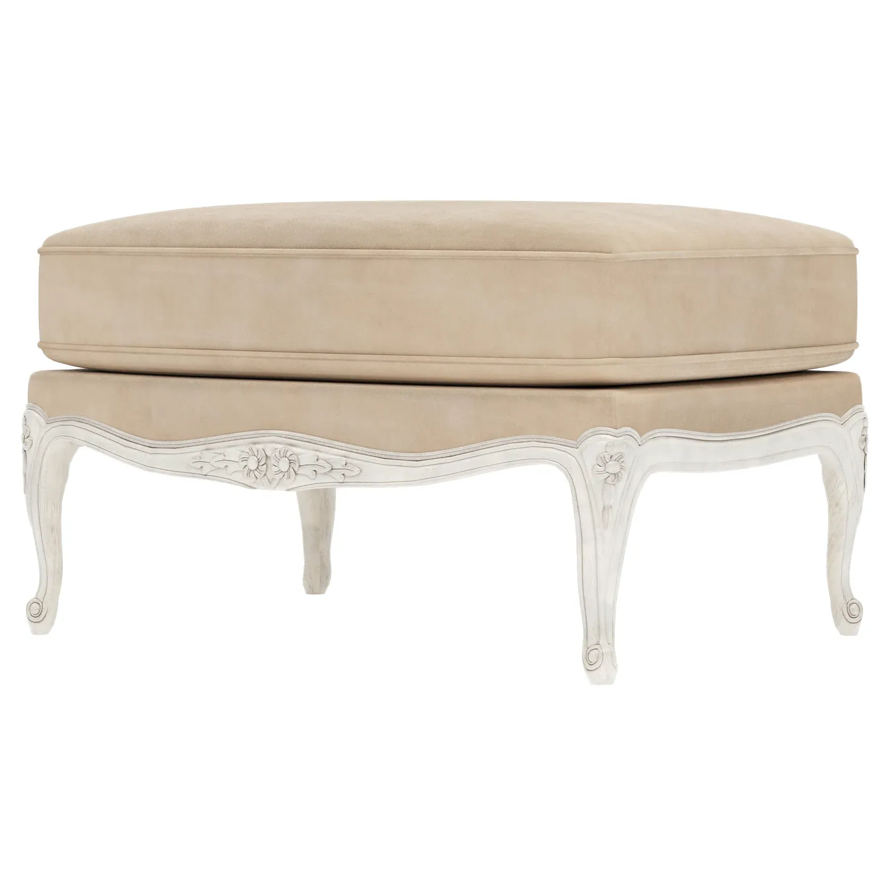 Antoinette Bergere Ottoman - Latte, Leather