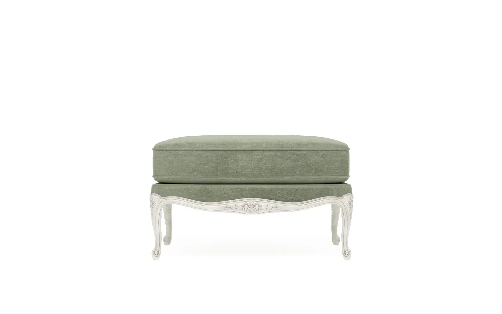 Antoinette Bergere Ottoman - Lustre Verde, Velvet