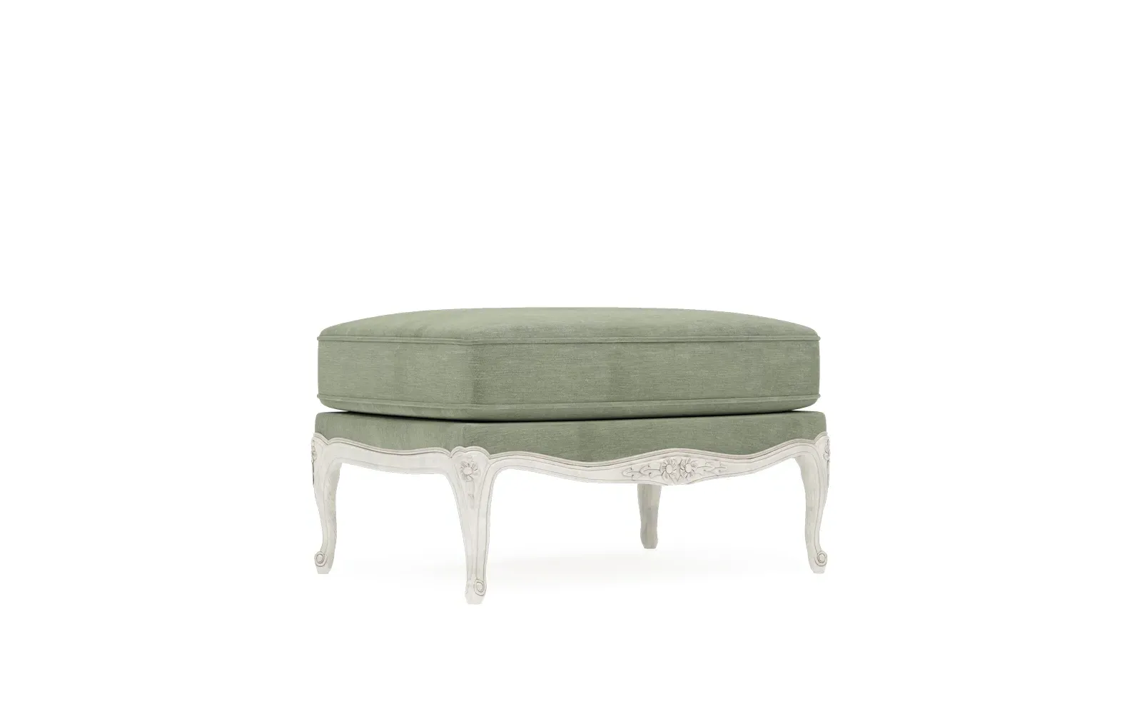 Antoinette Bergere Ottoman - Lustre Verde, Velvet