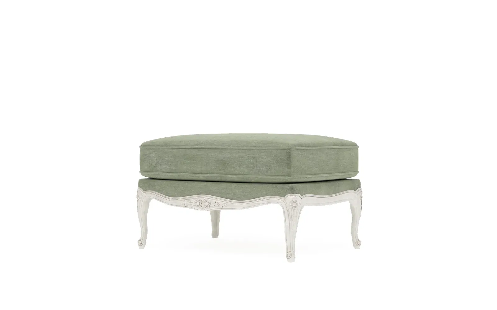 Antoinette Bergere Ottoman - Lustre Verde, Velvet