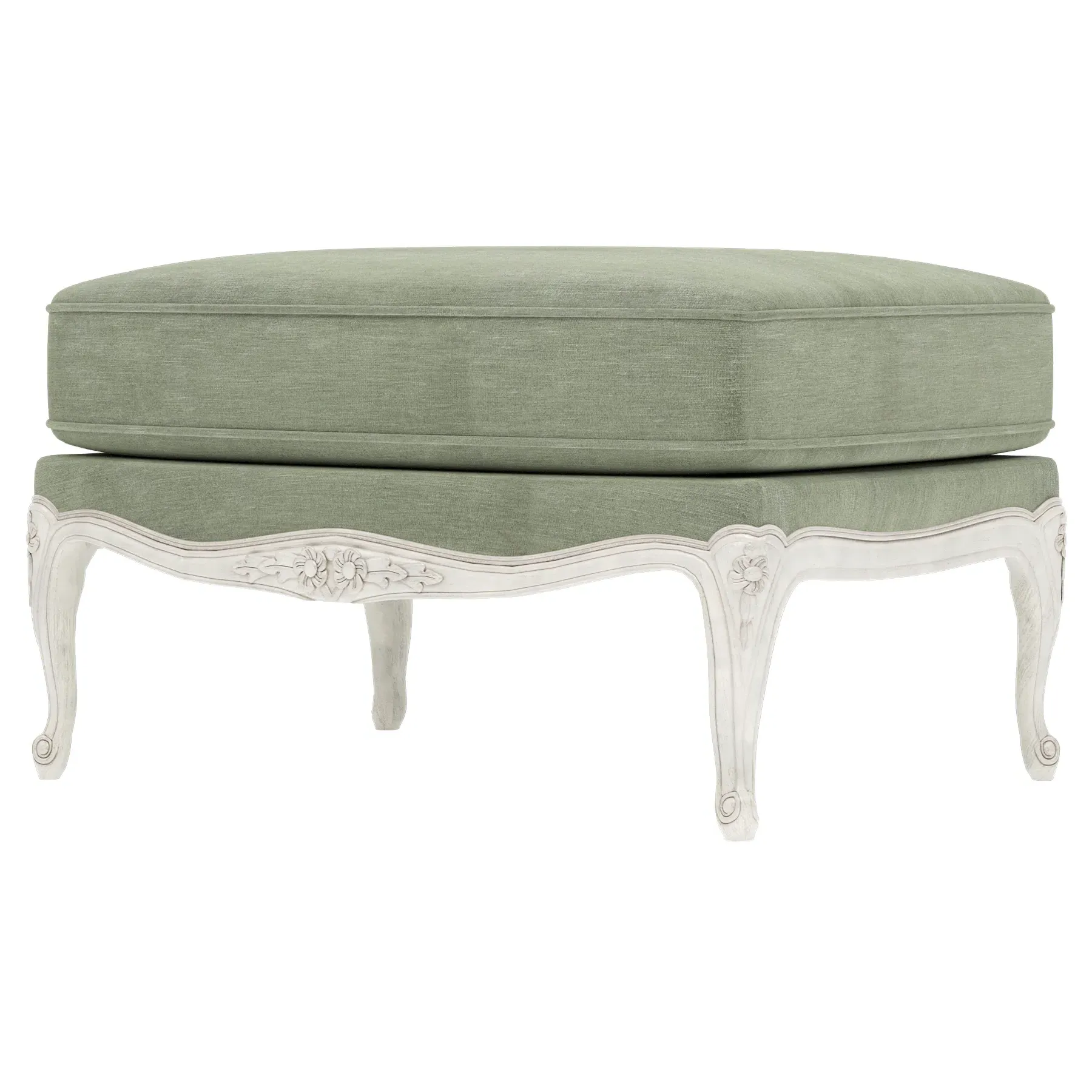 Antoinette Bergere Ottoman - Lustre Verde, Velvet