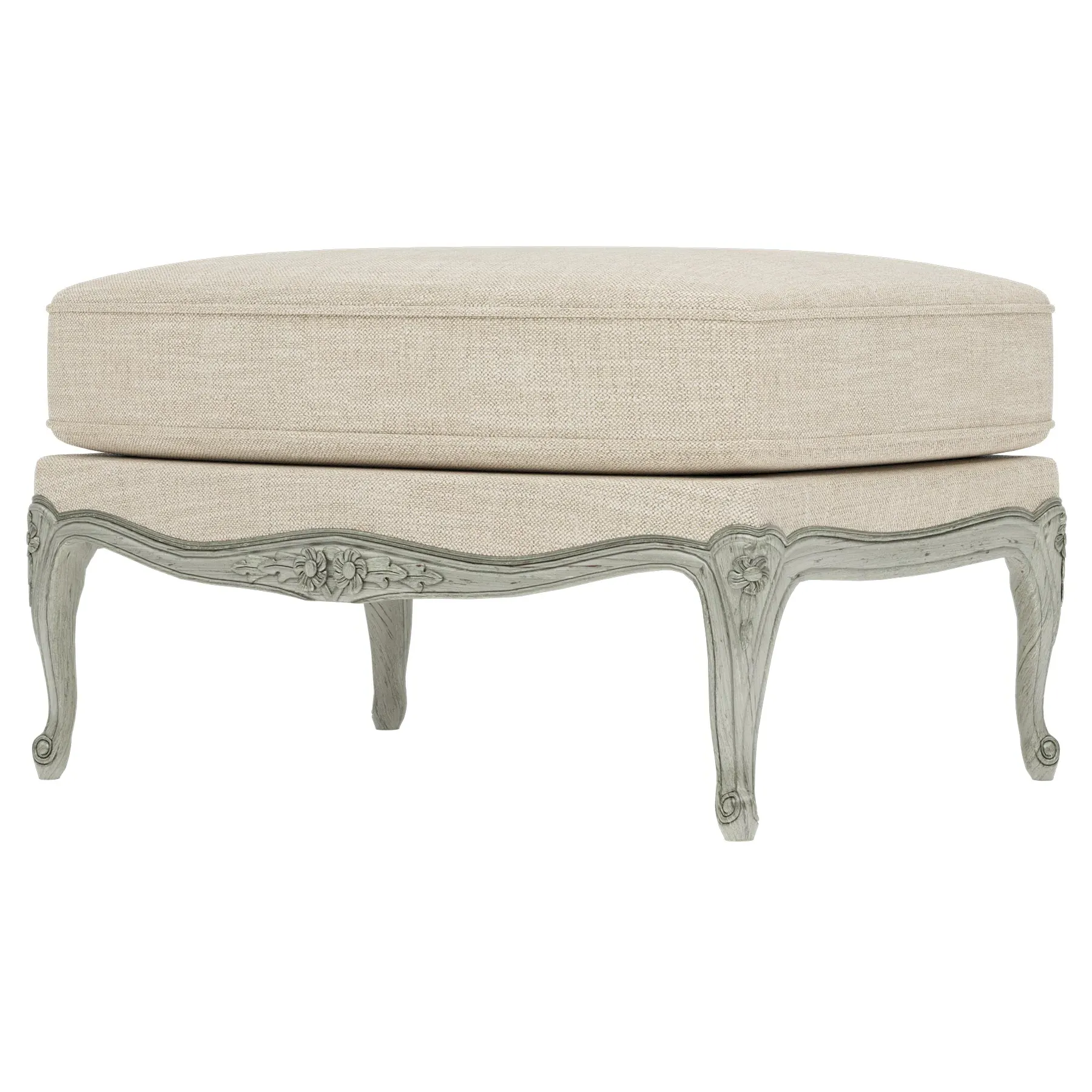 Antoinette Bergere Ottoman - Pebble Shore, Hardwood