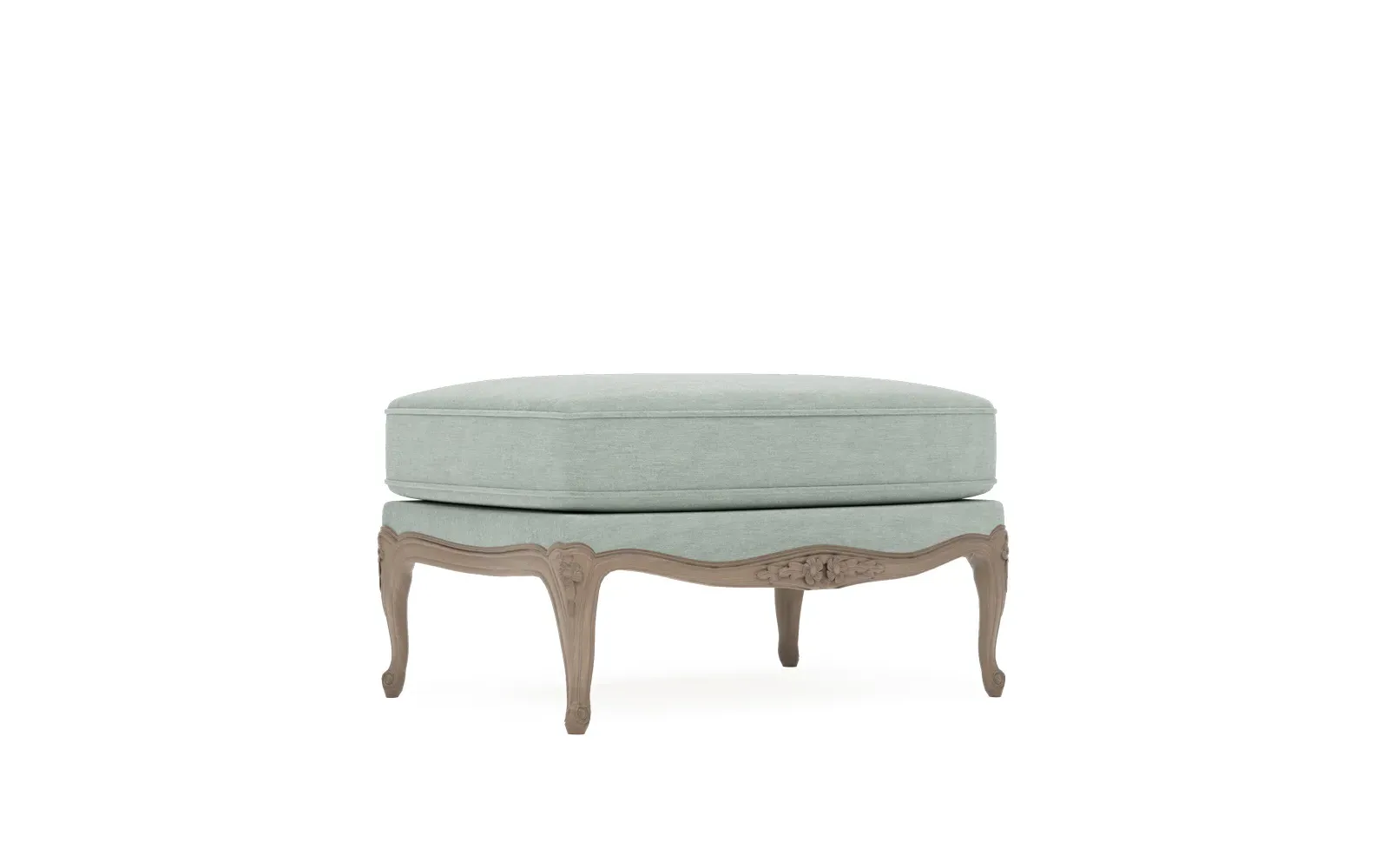 Antoinette Bergere Ottoman - Sea Mist, Velvet