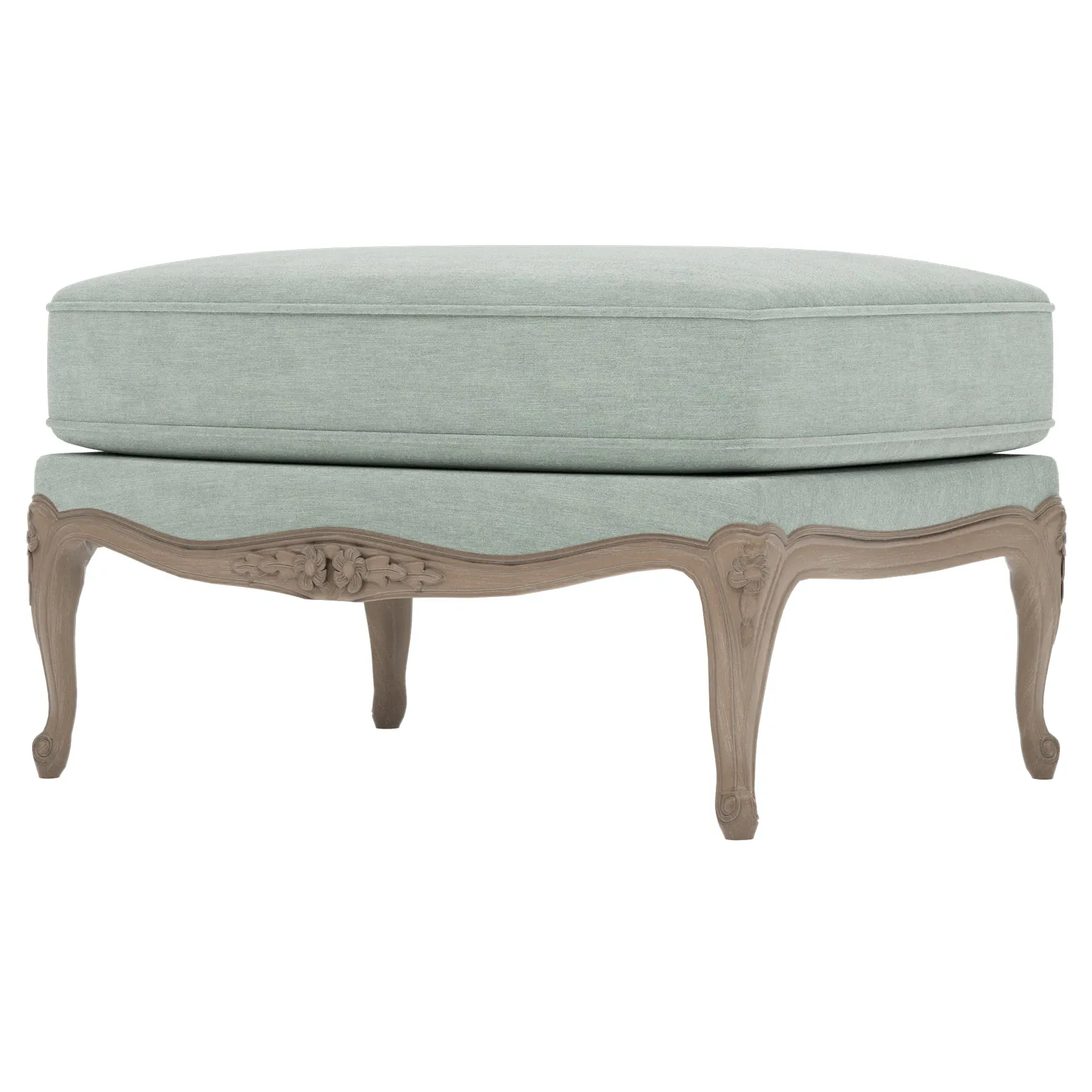 Antoinette Bergere Ottoman - Sea Mist, Velvet