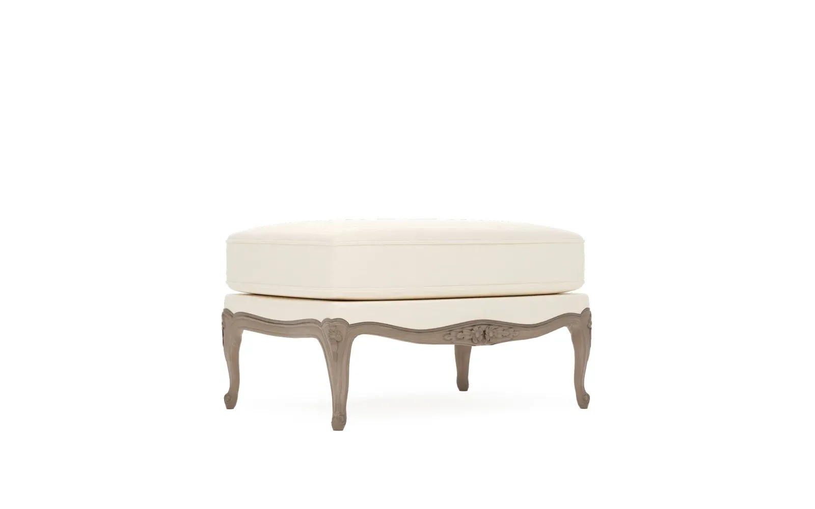 Antoinette Bergere Ottoman - White, Textured Weave