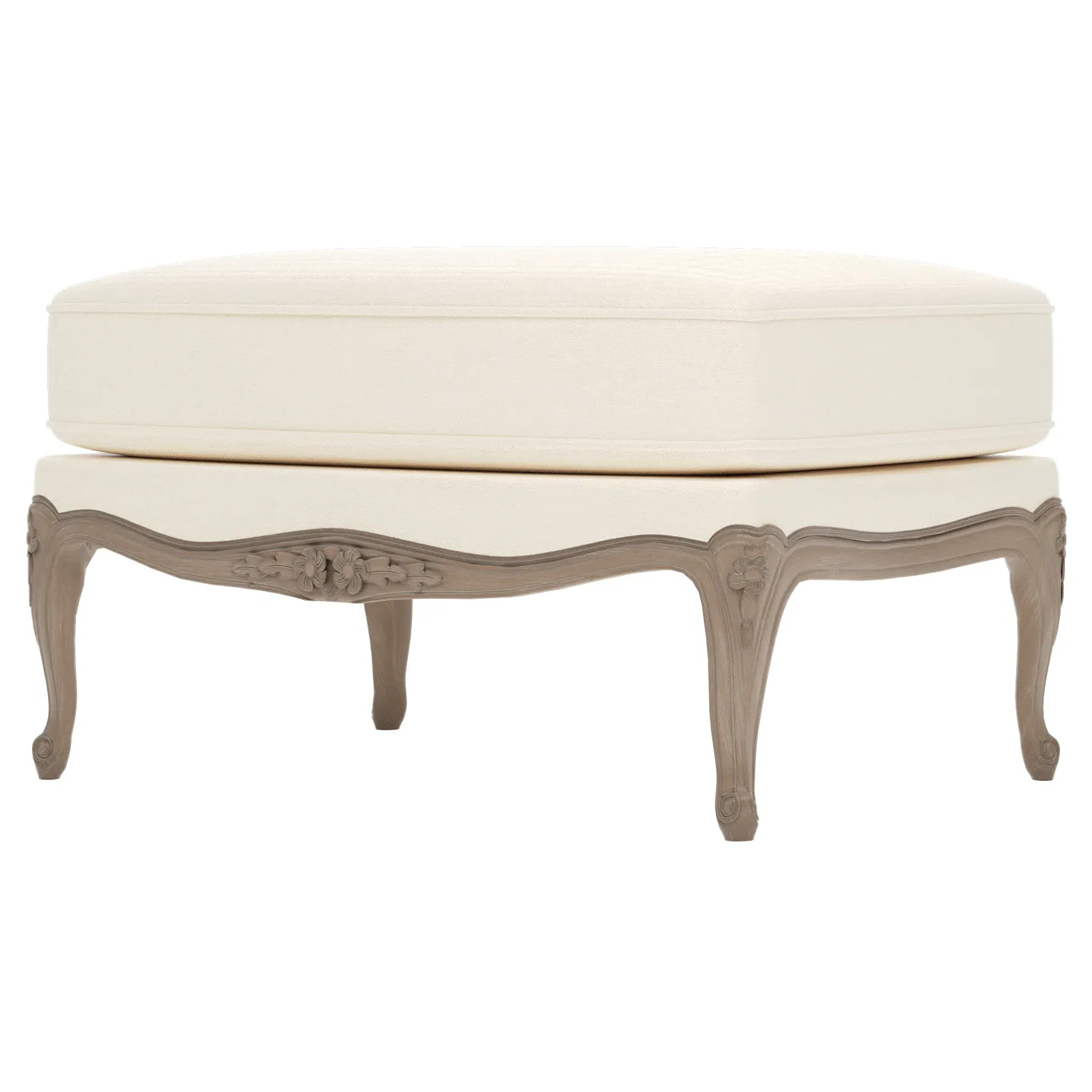 Antoinette Bergere Ottoman - White, Textured Weave