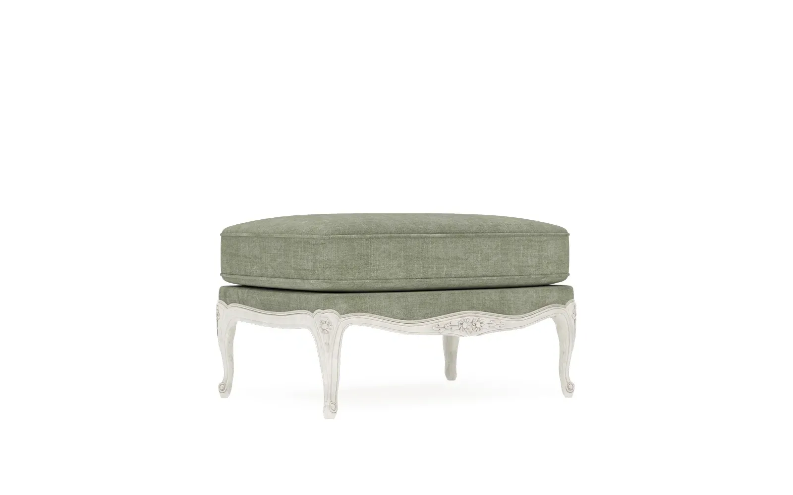 Antoinette Bergere Ottoman - Willow Green, Velvet