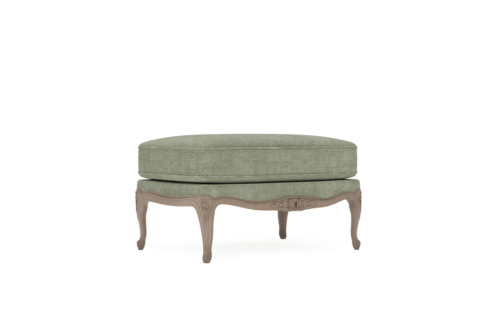 Antoinette Bergere Ottoman - Willow Green, Velvet