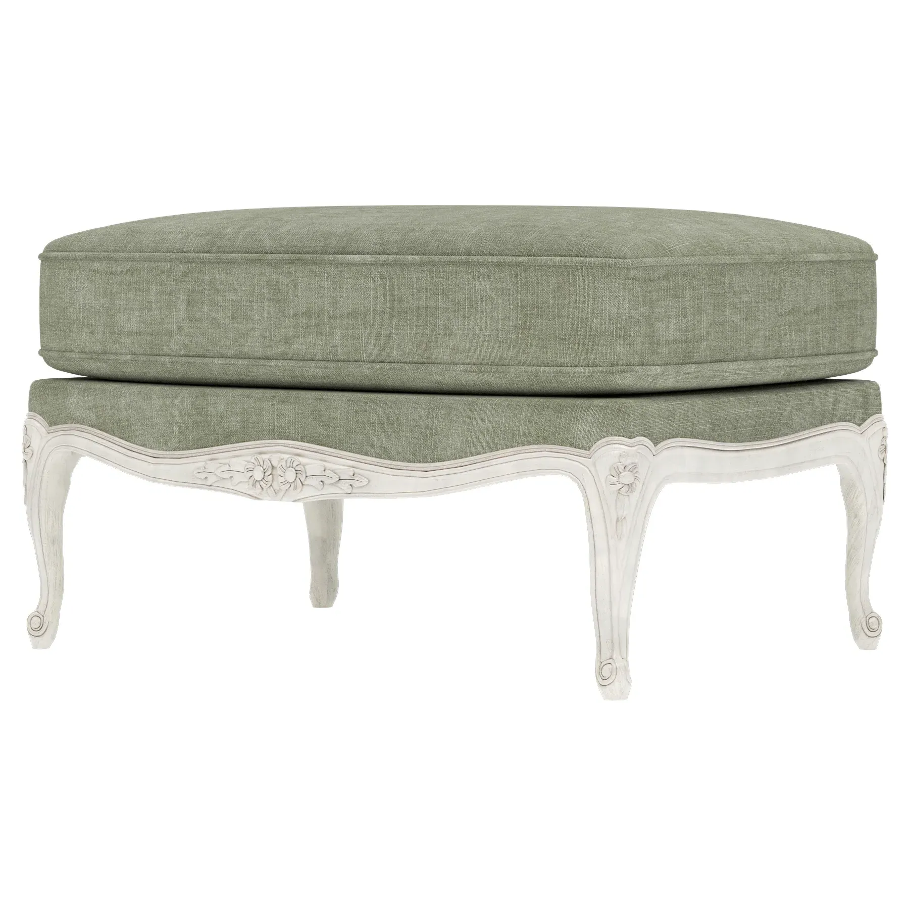 Antoinette Bergere Ottoman - Willow Green, Velvet image