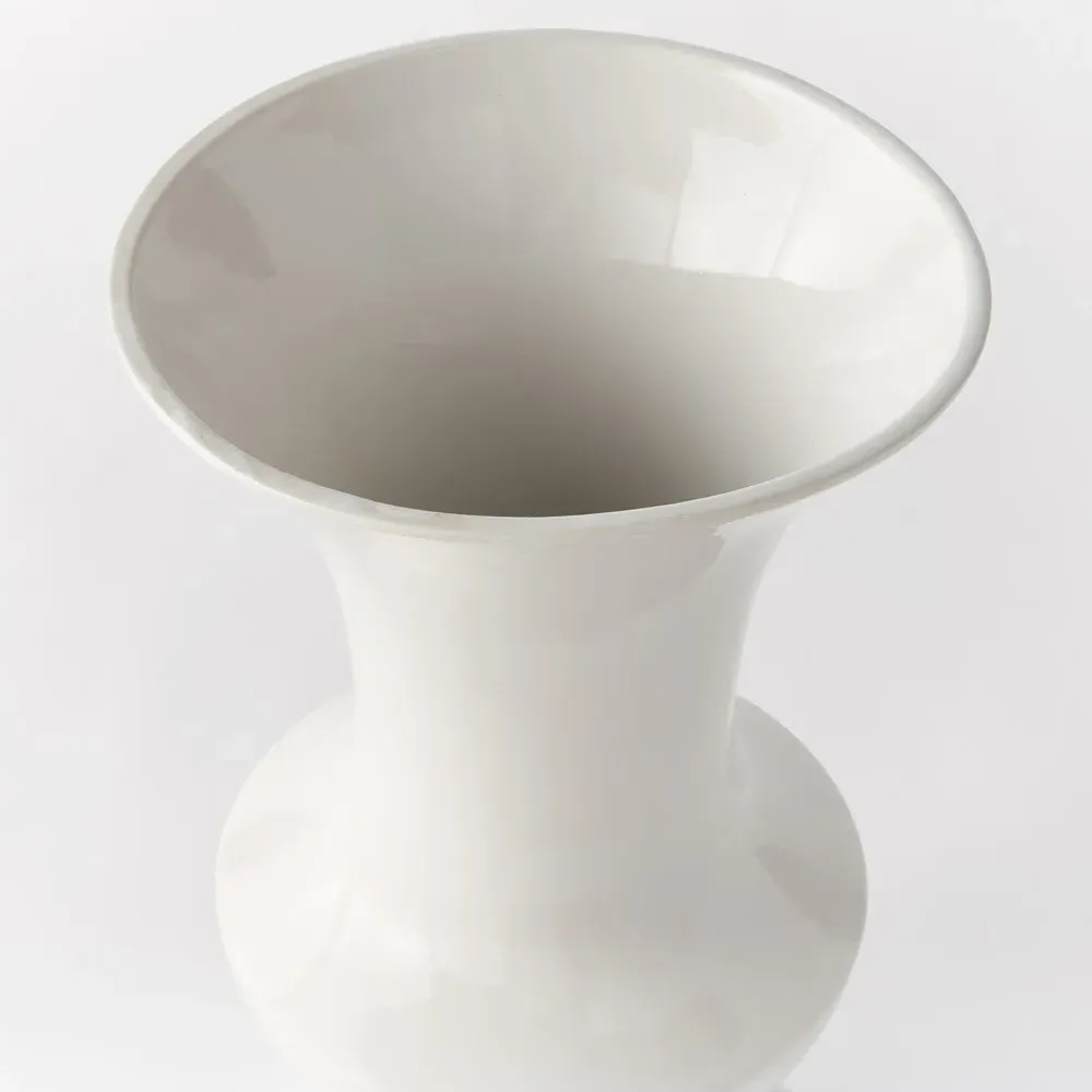 Antonette Large Footed Decorative Vase - White, Ceramic