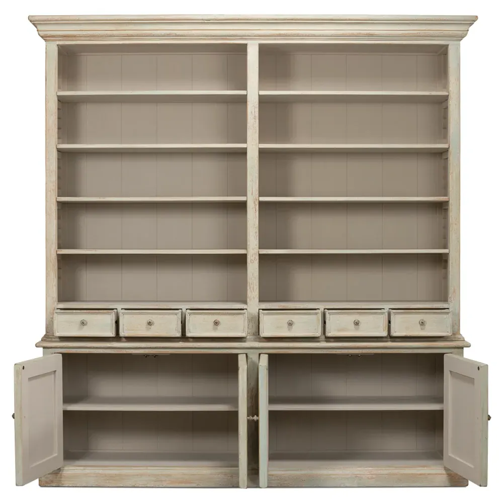 Antonia Display Cabinet with Drawers - Blue, Reclaimed Pine