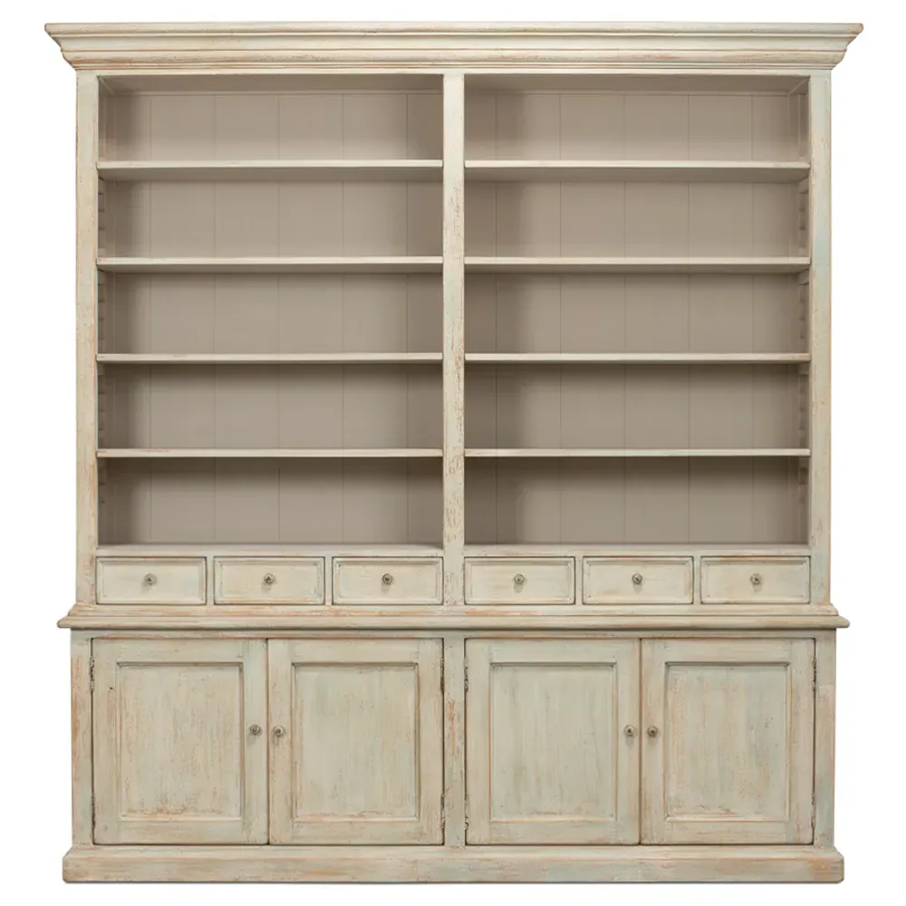Antonia Display Cabinet with Drawers - Blue, Reclaimed Pine