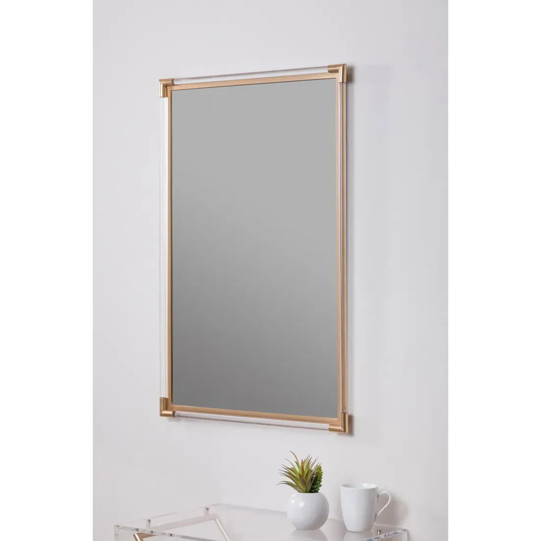 Antonina Wall Mirror with Beveled Glass - Gold