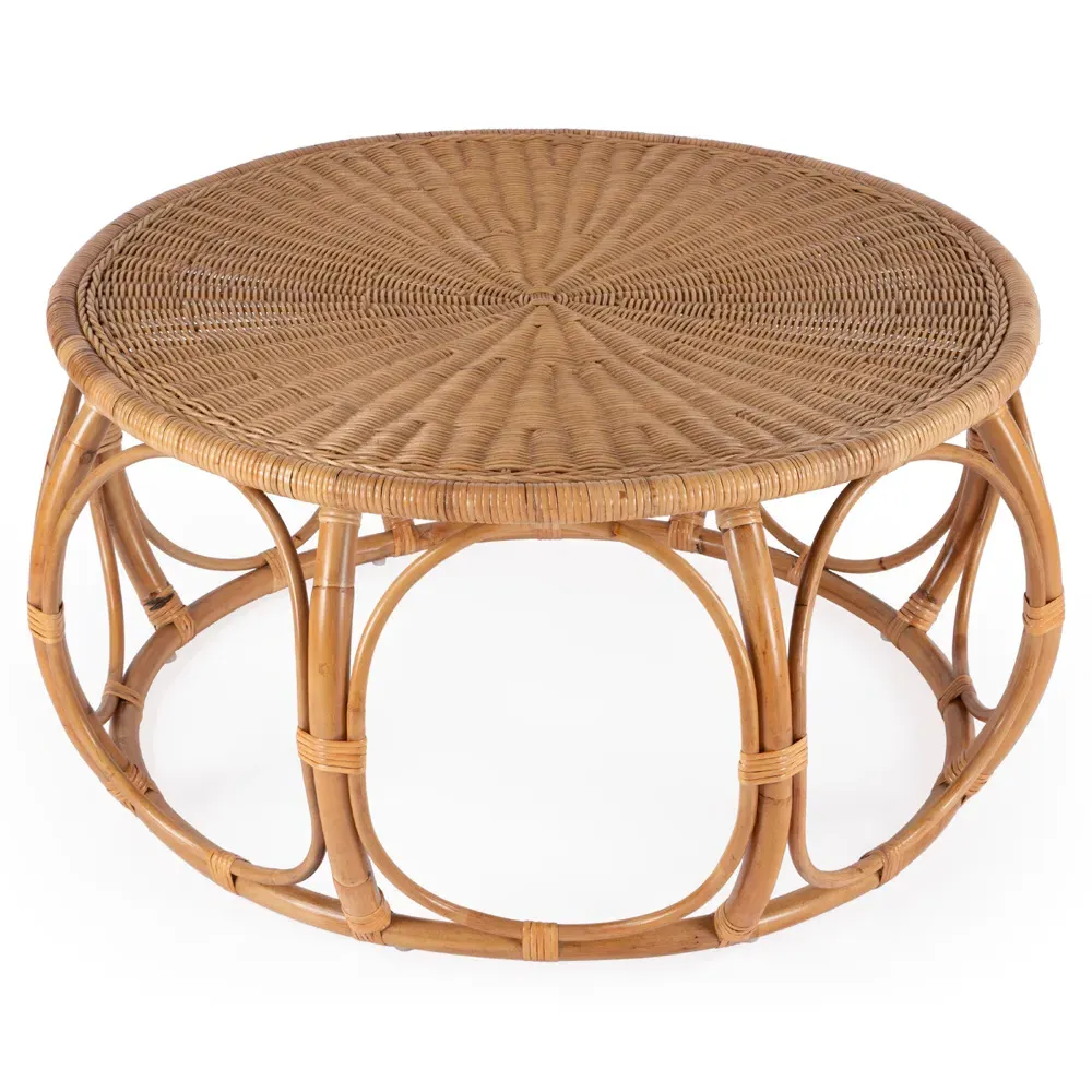 Anza Round Coffee Table - Brown, Rattan