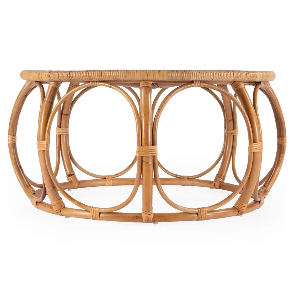 Anza Round Coffee Table - Brown, Rattan