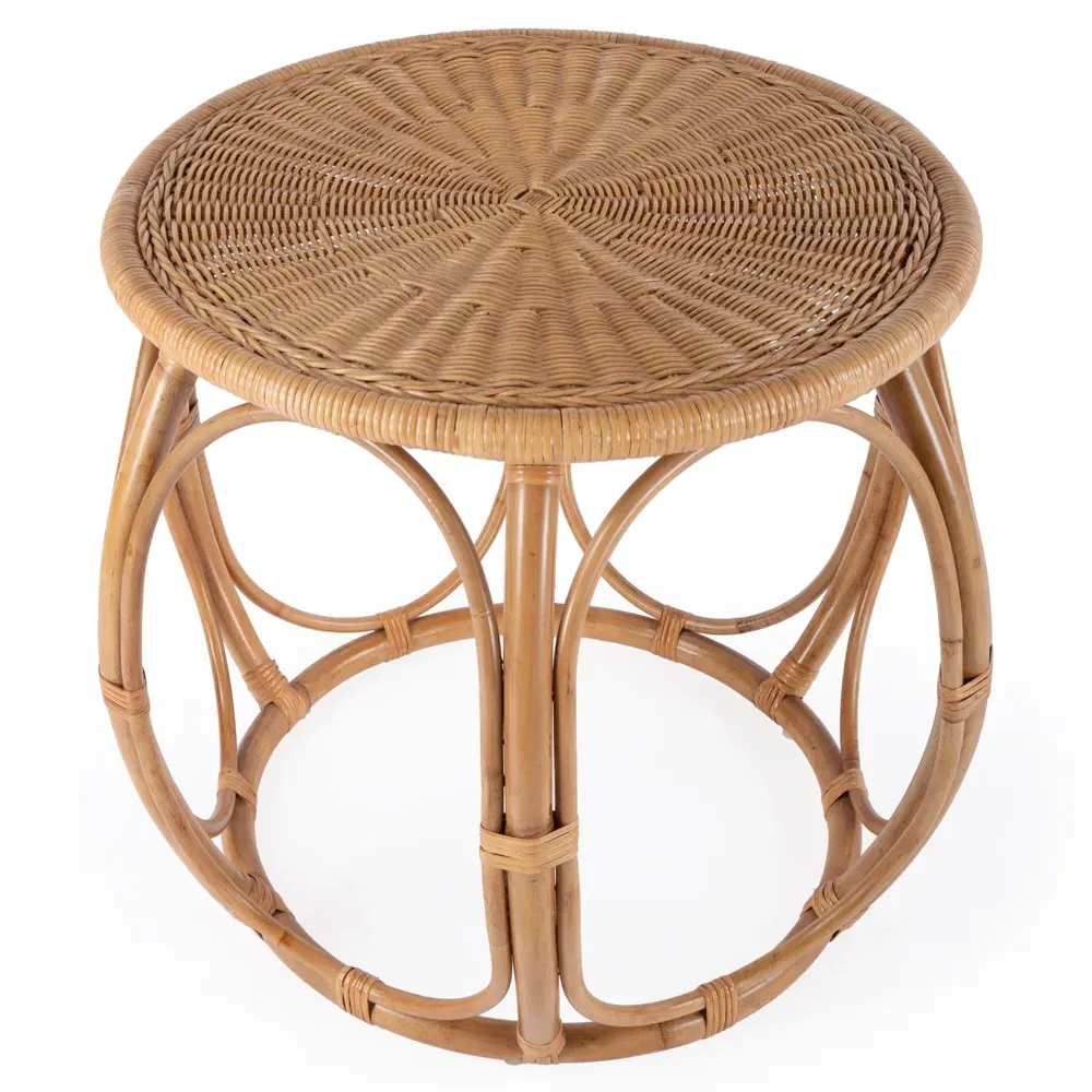 Anza Round End Table - Brown, Rattan
