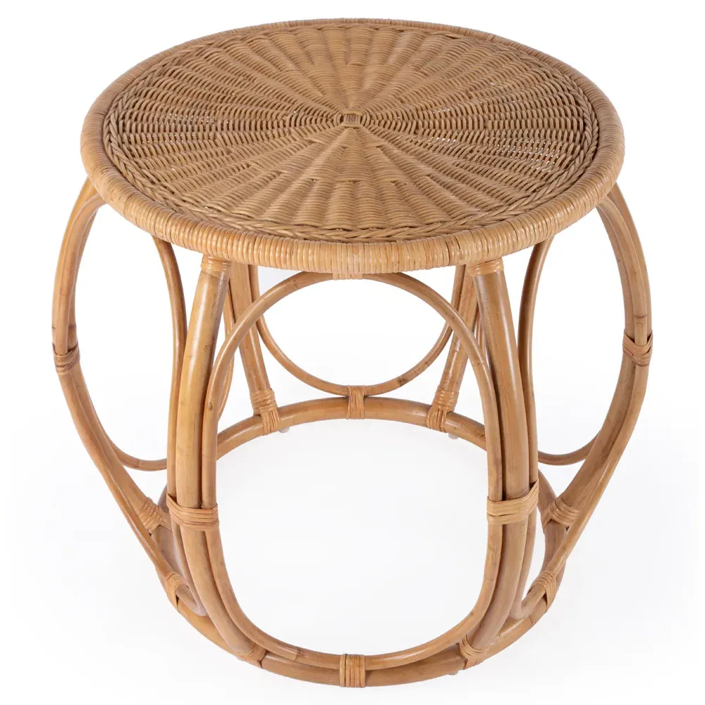 Anza Round End Table - Brown, Rattan