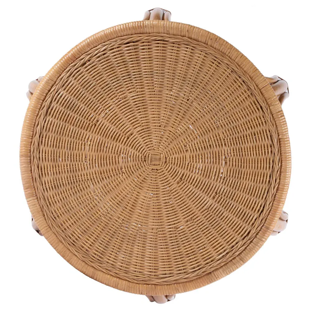 Anza Round End Table - Brown, Rattan