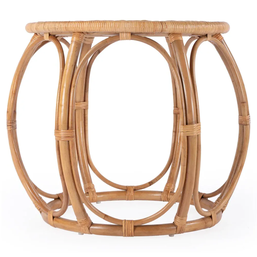 Anza Round End Table - Brown, Rattan image