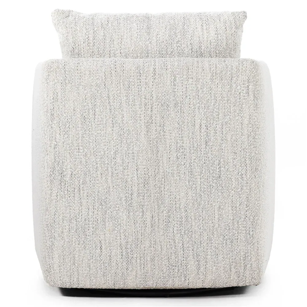 Anzhela Swivel Barrel Chair - Off White, Performance Fabric