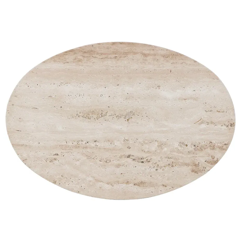 Aoife Oval End Table - Brown, Travertine