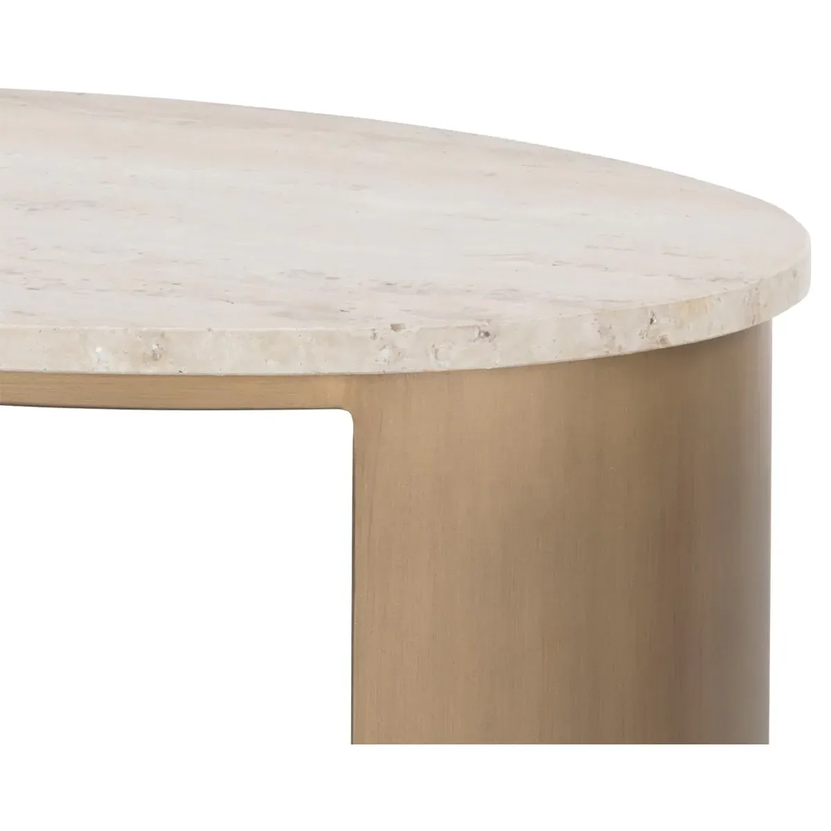 Aoife Oval End Table - Brown, Travertine