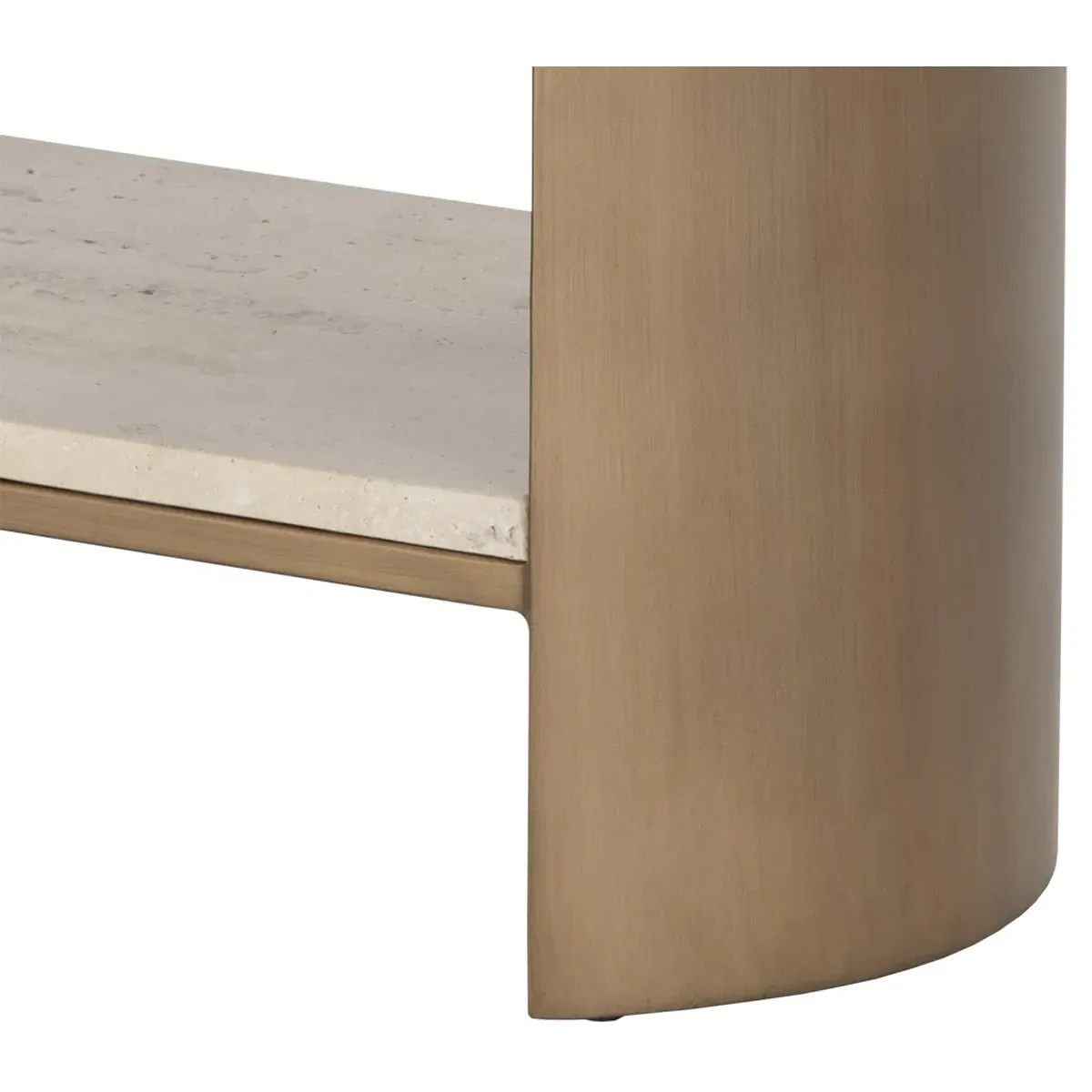 Aoife Oval End Table - Brown, Travertine