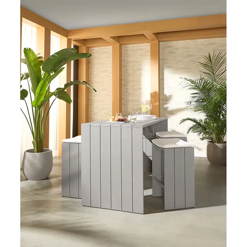 Apalana Industrial Bar Stool - Greige, Aluminum