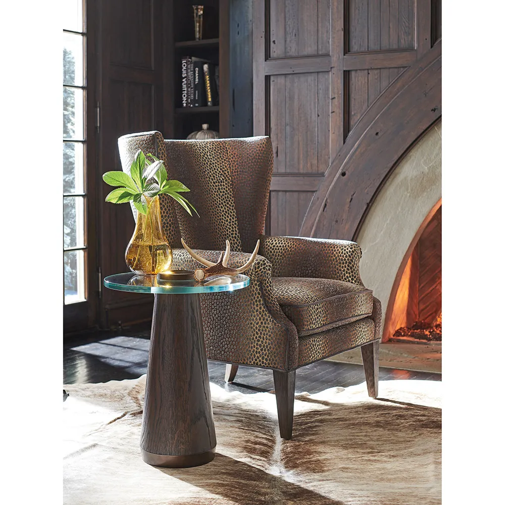 Apex Rustic Lodge Side Table - Bronze, Oak